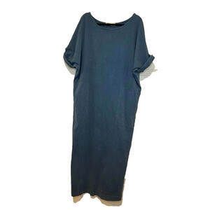 Free People Beach sz M/L long blue all cotton shirt maxi dress #3097